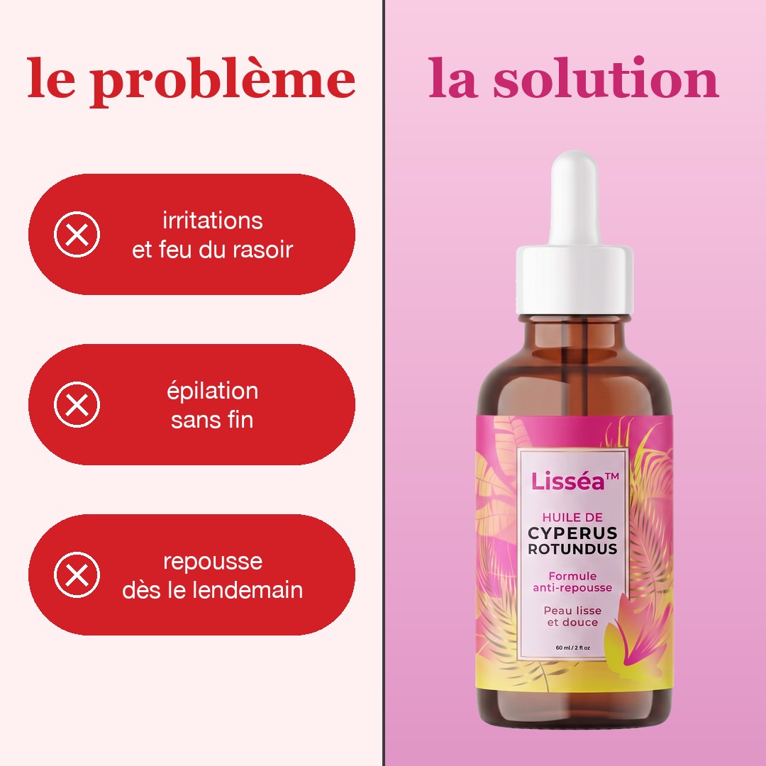 Le problème : irritations, épilation sans fin, repousse rapide. La solution : Lisséa