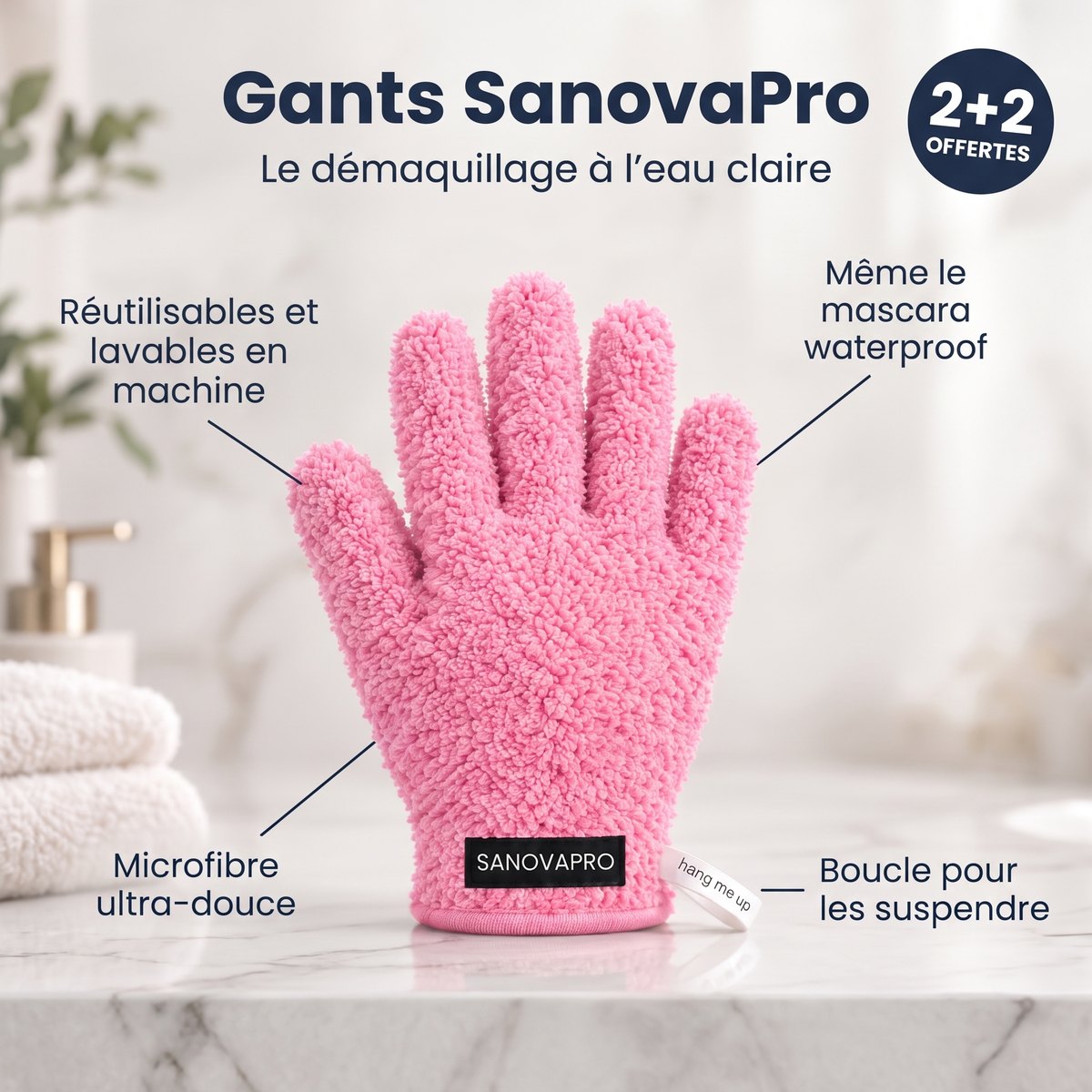 Gants démaquillants SanovaPro rose