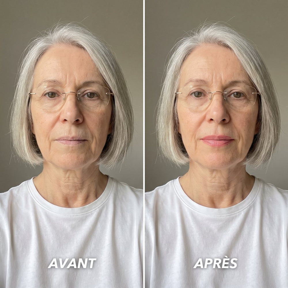 Avant et après PureStick : lèvres nues puis rose naturel
