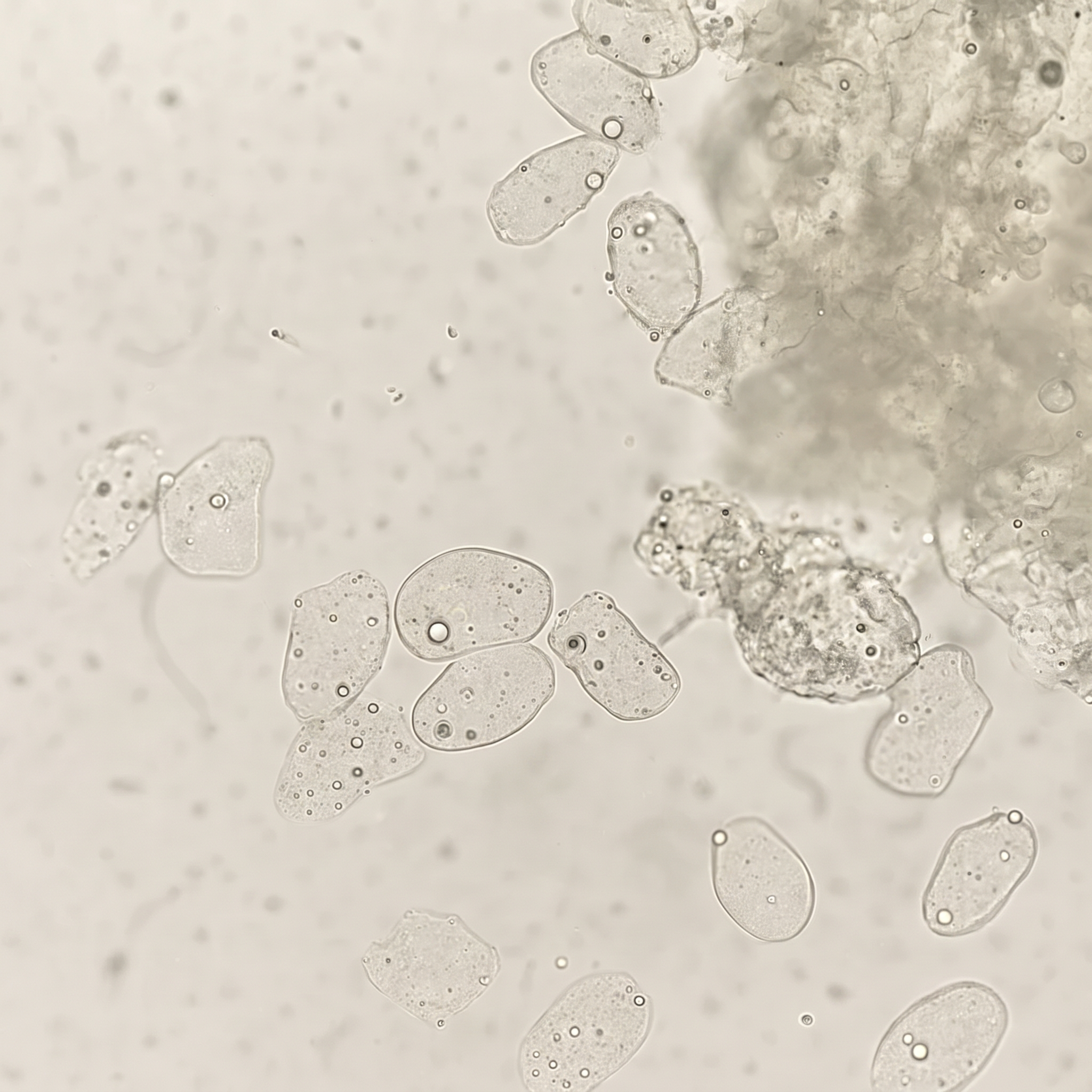 Cellules de peau vues au microscope